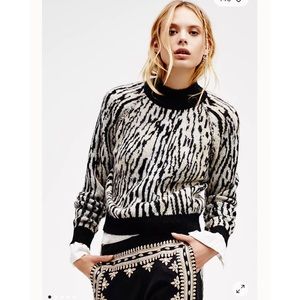Free people leave me wild animal print knit pullover